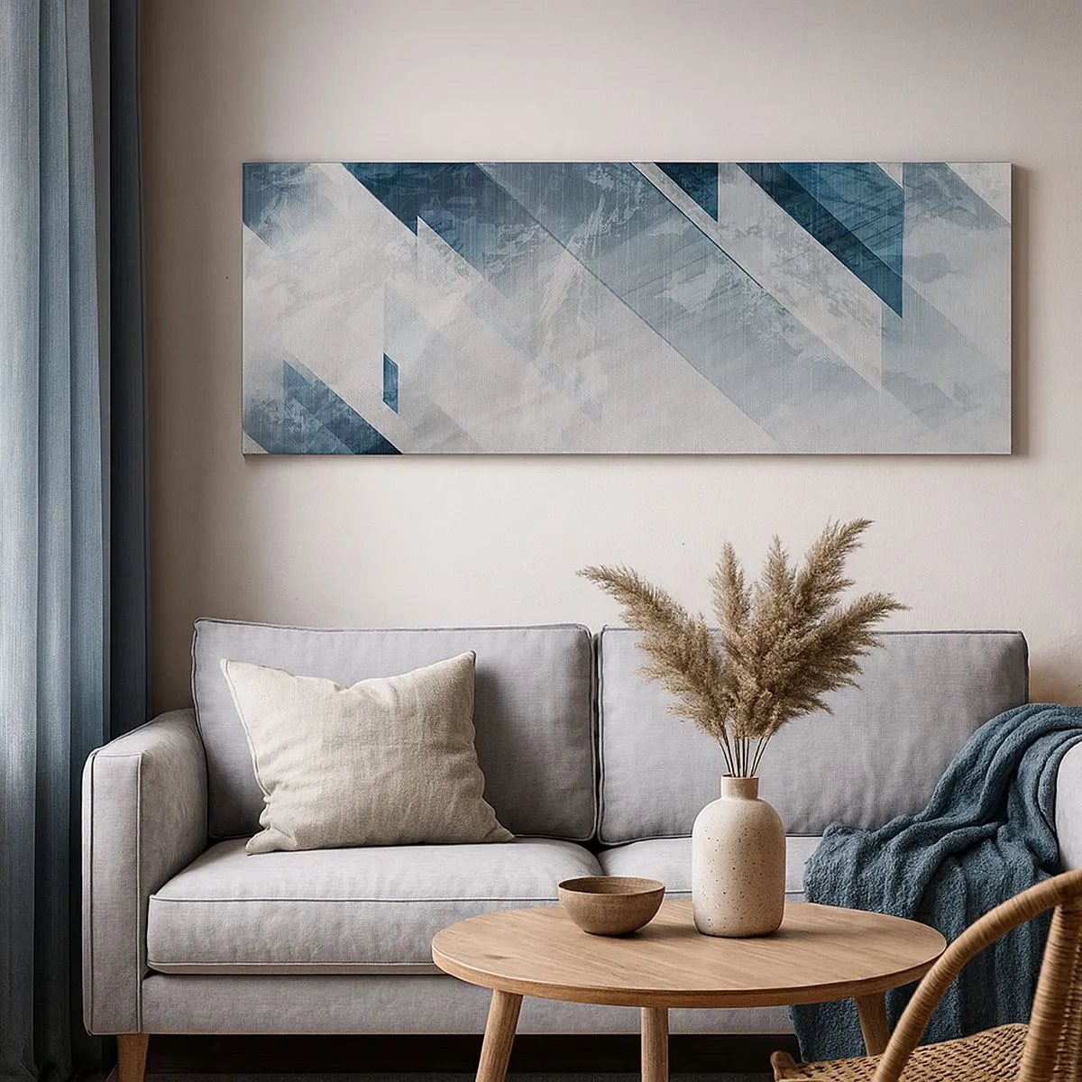 Schilderen op canvas - Ruimtelijke compositie - grijze beweging - 100x40 cm