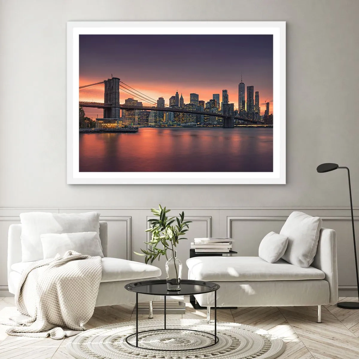 Poster in een witte lijst - Ondergedompeld in lila stilte - 50x40 cm