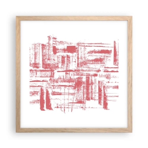 Een poster in een licht eiken lijst - De rode stad - 40x40 cm