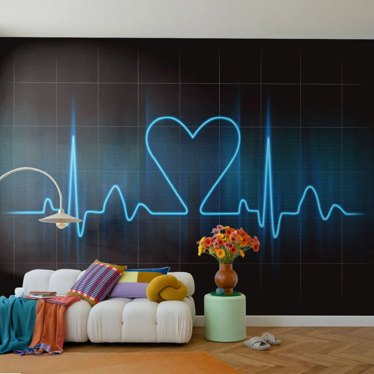 Fotobehang Standard Eco - Op het ritme van het hart - Grafisch, Hart, Deel - 200x140 cm