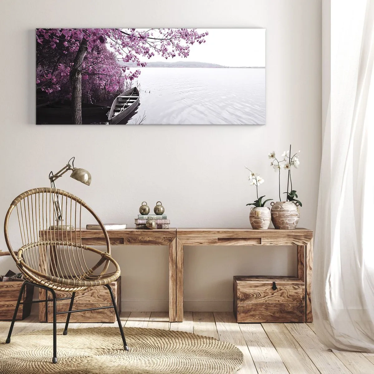 Schilderen op canvas - In roze stilte - 160x50 cm