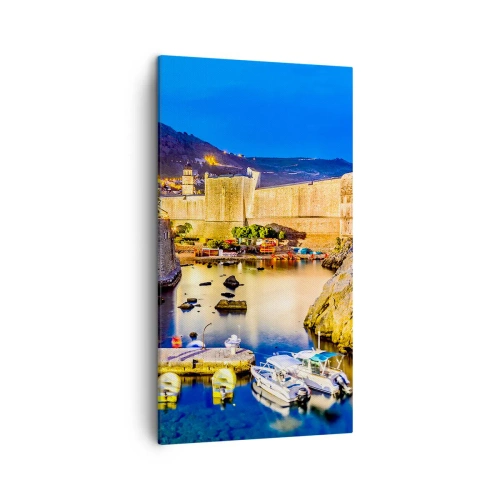 Schilderen op canvas - Verlichte nacht aan de Adriatische Zee - 45x80 cm