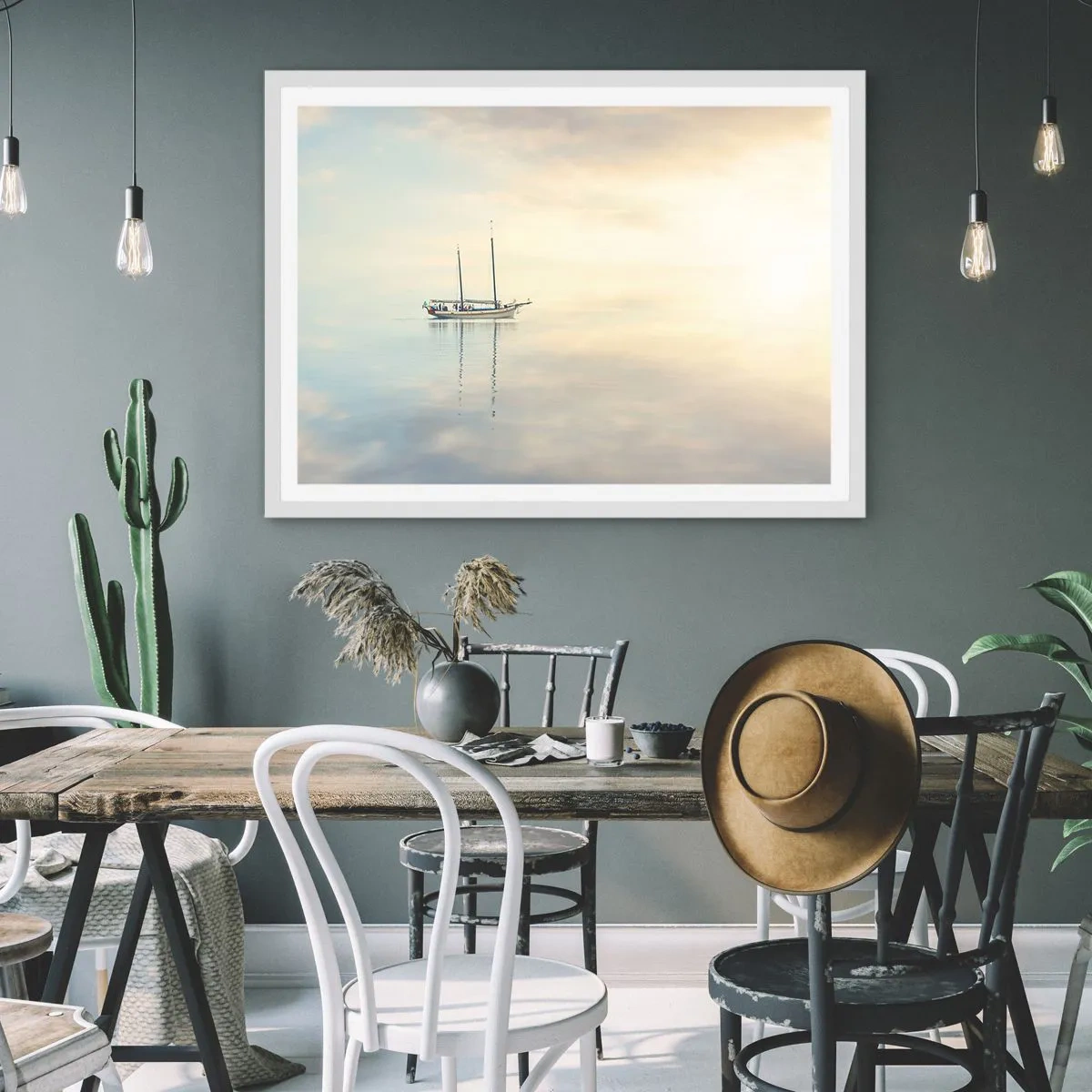 Poster in een witte lijst - In een zee van stilte - 50x40 cm