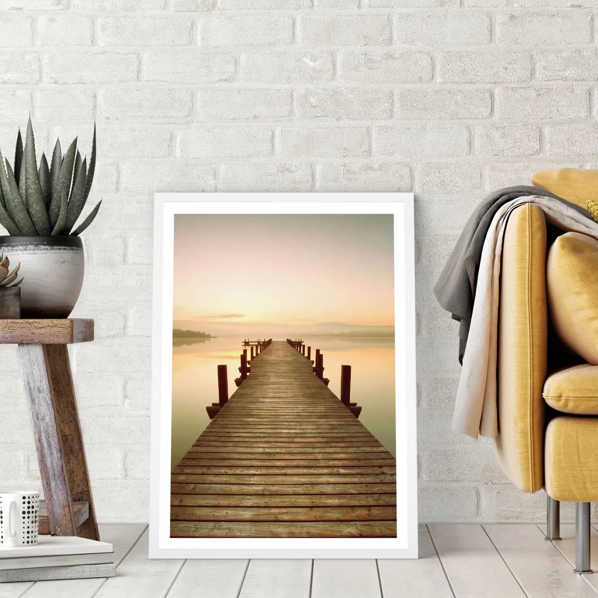 Poster in een witte lijst - Aanbreken van de dag, licht - 70x100 cm