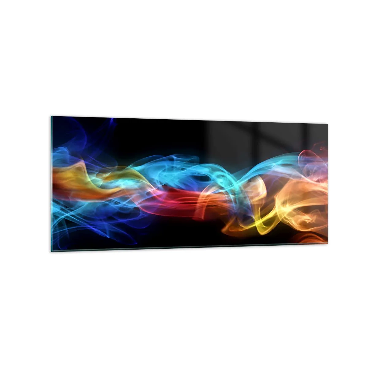 Schilderen op glas - Regenboogdans van nevels - 120x50 cm