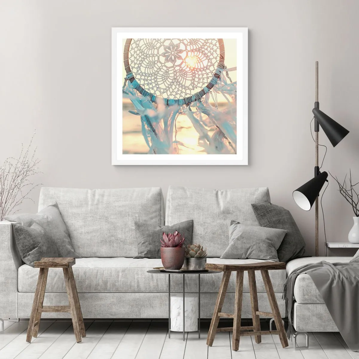 Poster in een witte lijst - Kanten totem - 60x60 cm