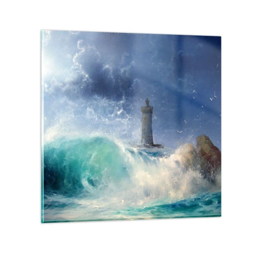 Schilderen op glas - Op uw hoede voor de elementen - 40x40 cm