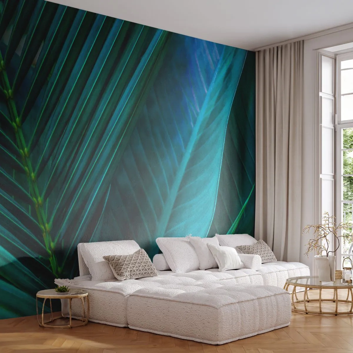 Zelfklevend Fotobehang Deluxe Sticker - De anatomie van groen - Groene bladeren, Tropische plant, Natuur - 250x175 cm