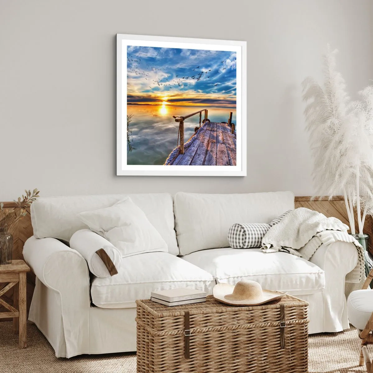 Poster in een witte lijst - De wind gaat rusten - 60x60 cm