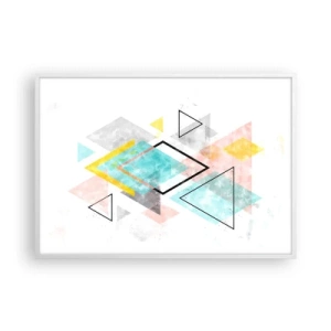 Poster in een witte lijst - Geometrisch spel - 100x70 cm