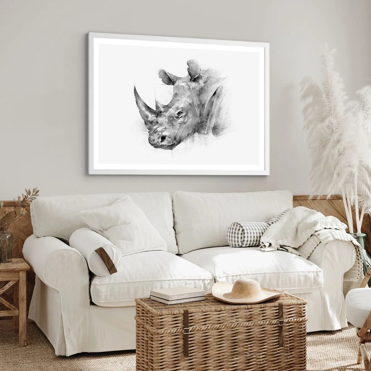 Poster in een witte lijst - Afrikaans portret - 100x70 cm