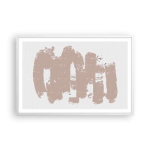 Poster in een witte lijst - Abstractie in zachtroze - 91x61 cm