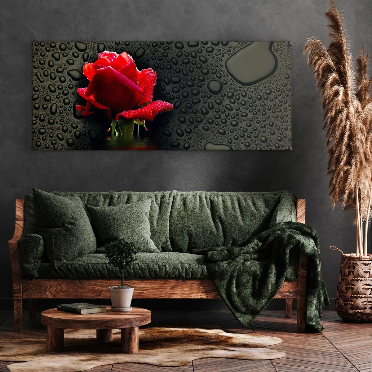 Schilderen op canvas - Rood en zwart - 100x40 cm