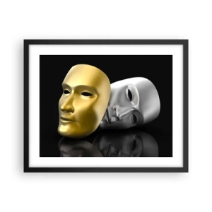 Poster in een zwarte lijst - Het leven is theater - 50x40 cm