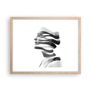 Een poster in een licht eiken lijst - Surrealistisch portret - 50x40 cm