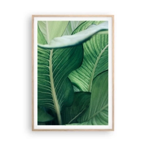 Een poster in een licht eiken lijst - Intens groen leven - 70x100 cm
