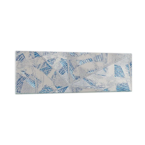 Schilderen op glas - In een blauwgrijs labyrint - 160x50 cm