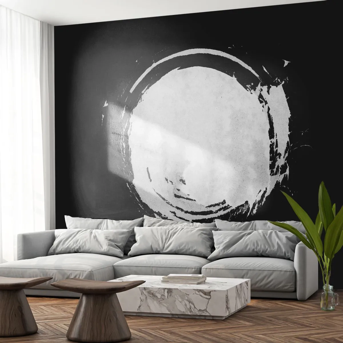 Zelfklevend Fotobehang Deluxe Sticker - Goede weg - Wiel, Planeet, Maan - 250x175 cm