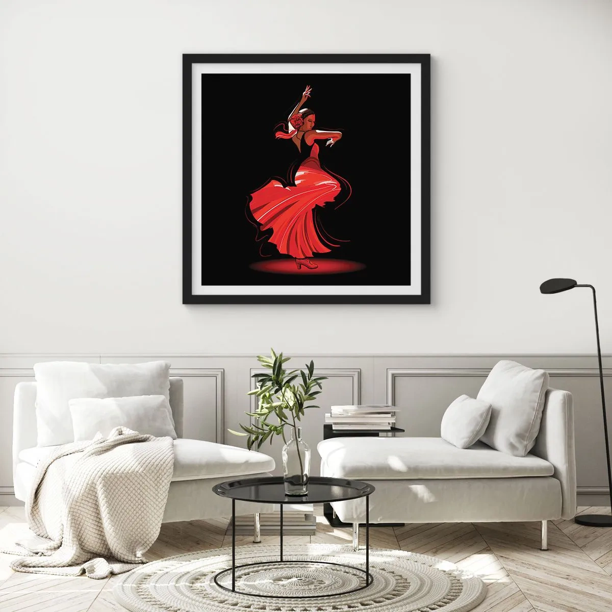 Poster in een zwarte lijst - De vurige geest van flamenco - 50x50 cm