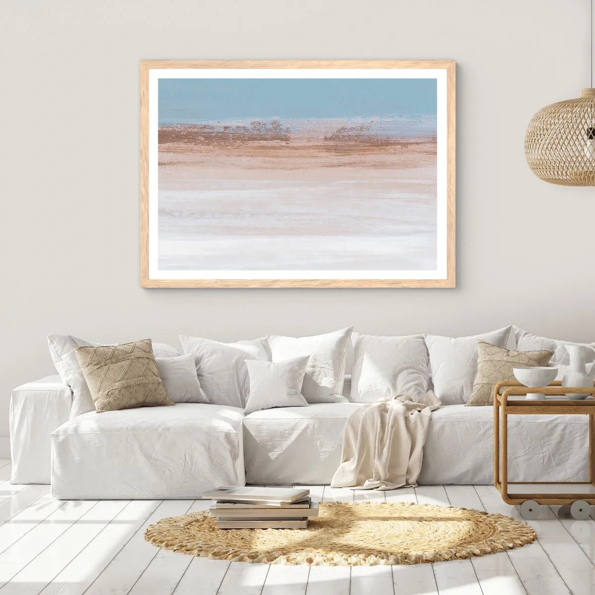 Een poster in een licht eiken lijst - Dubbelzinnig landschap - 100x70 cm
