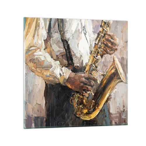Schilderen op glas - Tijd om te solo te spelen - 70x70 cm