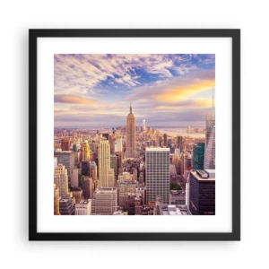 Poster in een zwarte lijst - Reik alleen naar de wolken - 40x40 cm