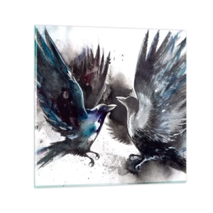 Schilderen op glas - De ene kraai pikt de andere de ogen niet uit - 60x60 cm