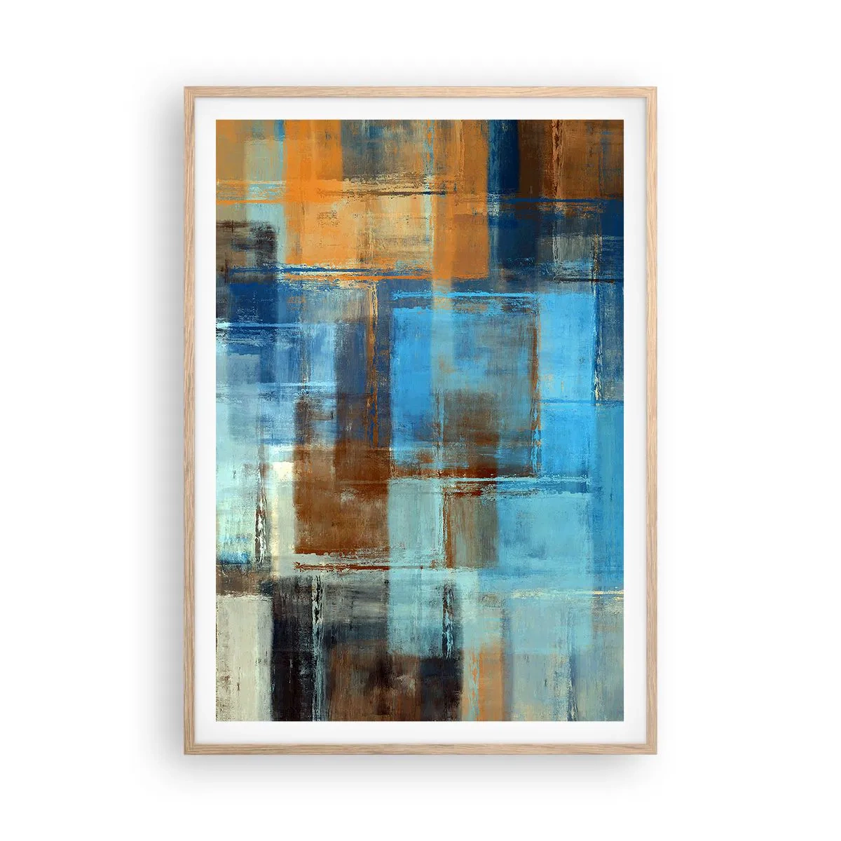 Een poster in een licht eiken lijst - Door de blauwe sluier - 70x100 cm