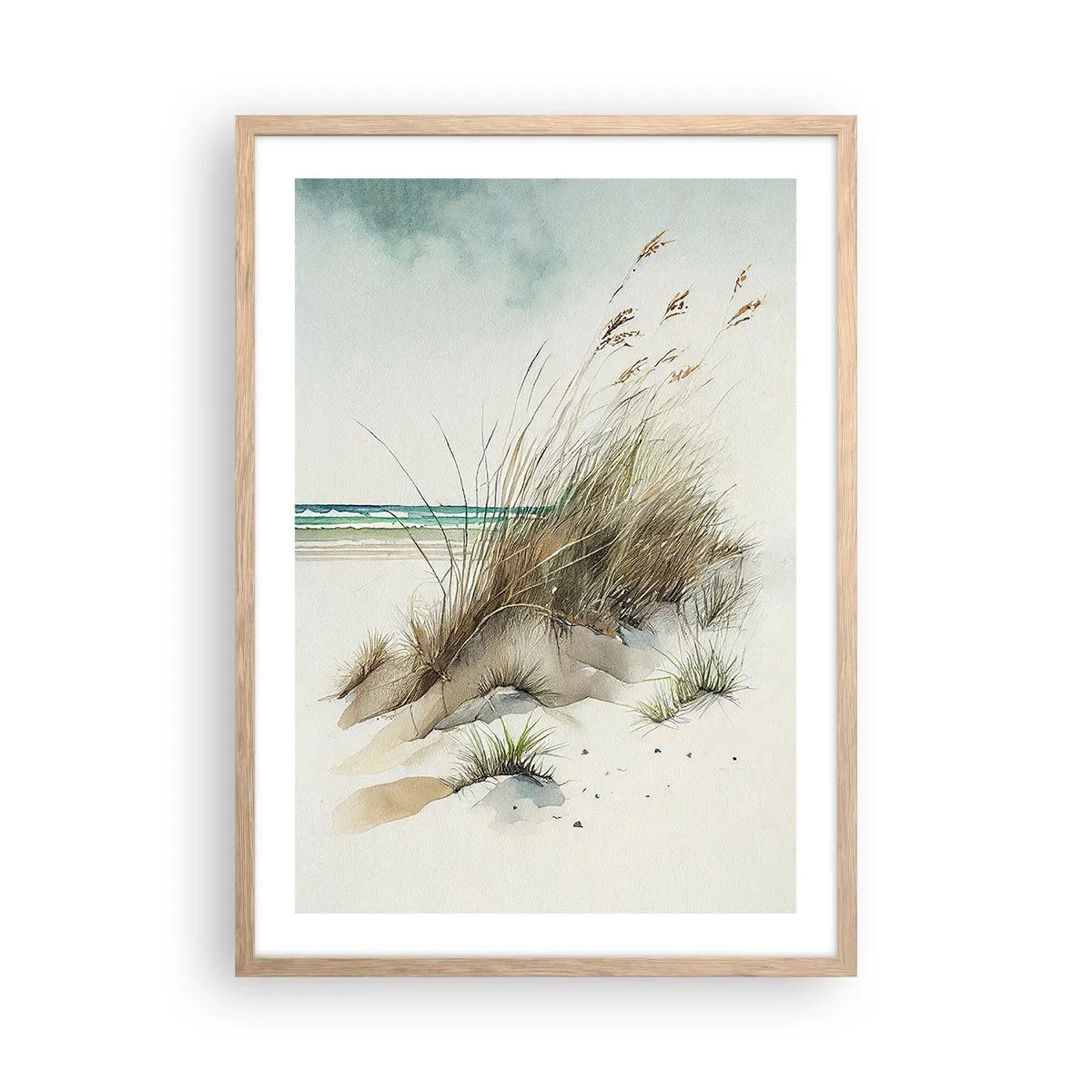 Een poster in een licht eiken lijst - Bedekt met zand - 50x70 cm