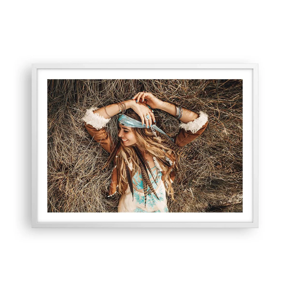 Poster in een witte lijst - Op weg naar de zomer van de liefde - 70x50 cm