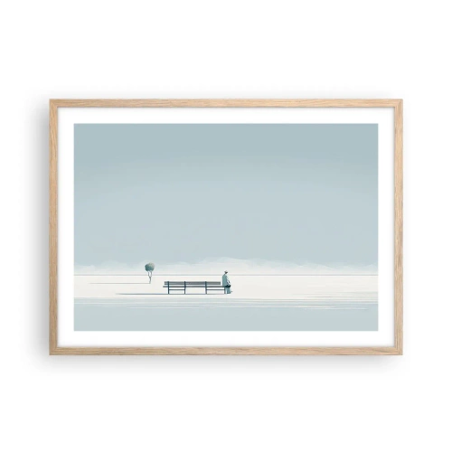 Een poster in een licht eiken lijst - Ja, ik wacht. - 70x50 cm