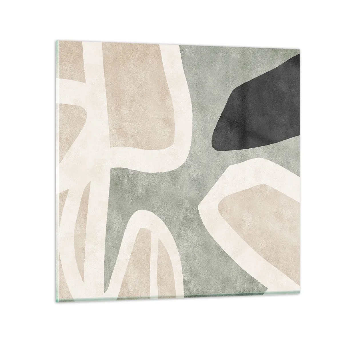 Schilderen op glas - Compositie met een zwart motief - 50x50 cm