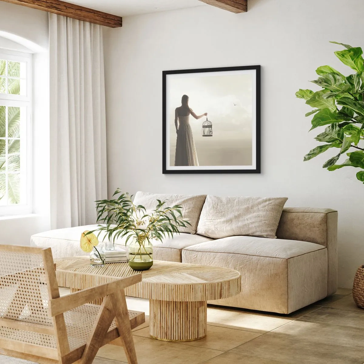 Poster in een zwarte lijst - Wees vrij - 50x50 cm