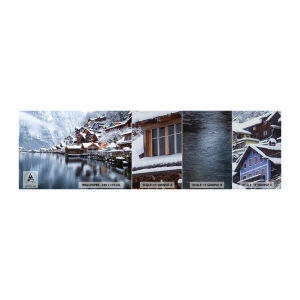 Fotobehang Monster Premium Sand - In winterdecoratie - Landschap, Bergnederzetting, Winter - 100x30 cm
