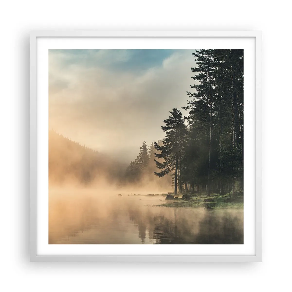 Poster in een witte lijst - De geboorte van de dag - 60x60 cm