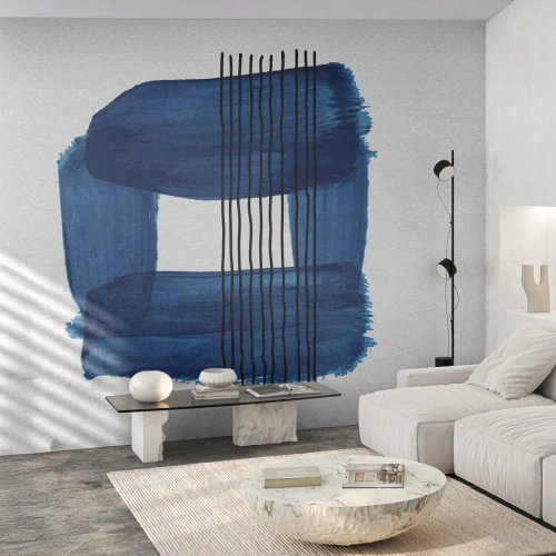 Fotobehang op maat Premium Canvas - Blauwe en zwarte compositie - Abstractie, Deel, Moderne kunst