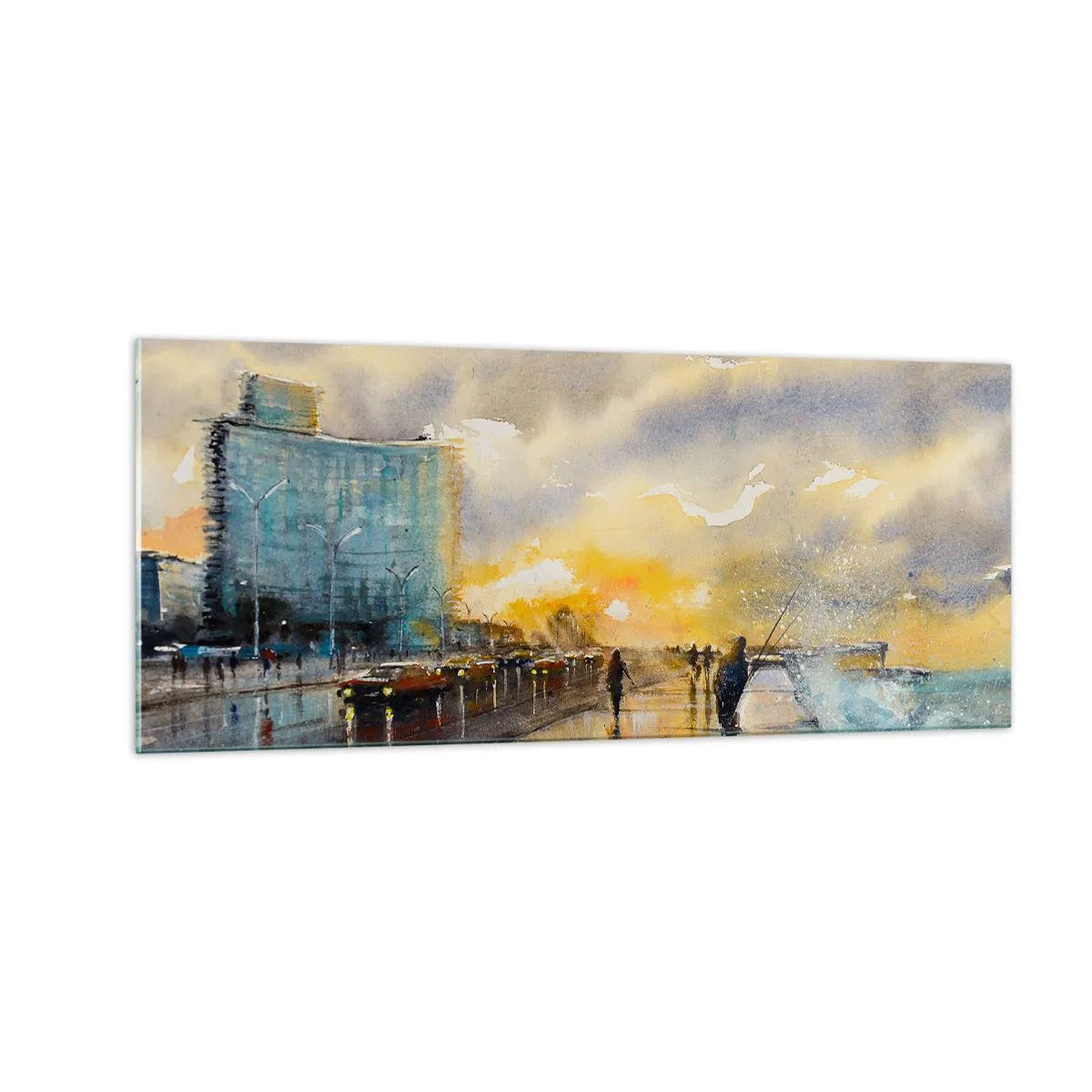 Schilderen op glas - Het leven aan de oever - 100x40 cm