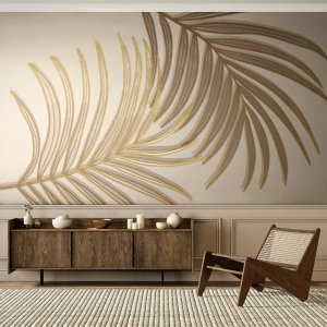 Fotobehang Standard Eco - Gouden Palm! - Abstractie, Palmblad, Grafisch - 150x105 cm