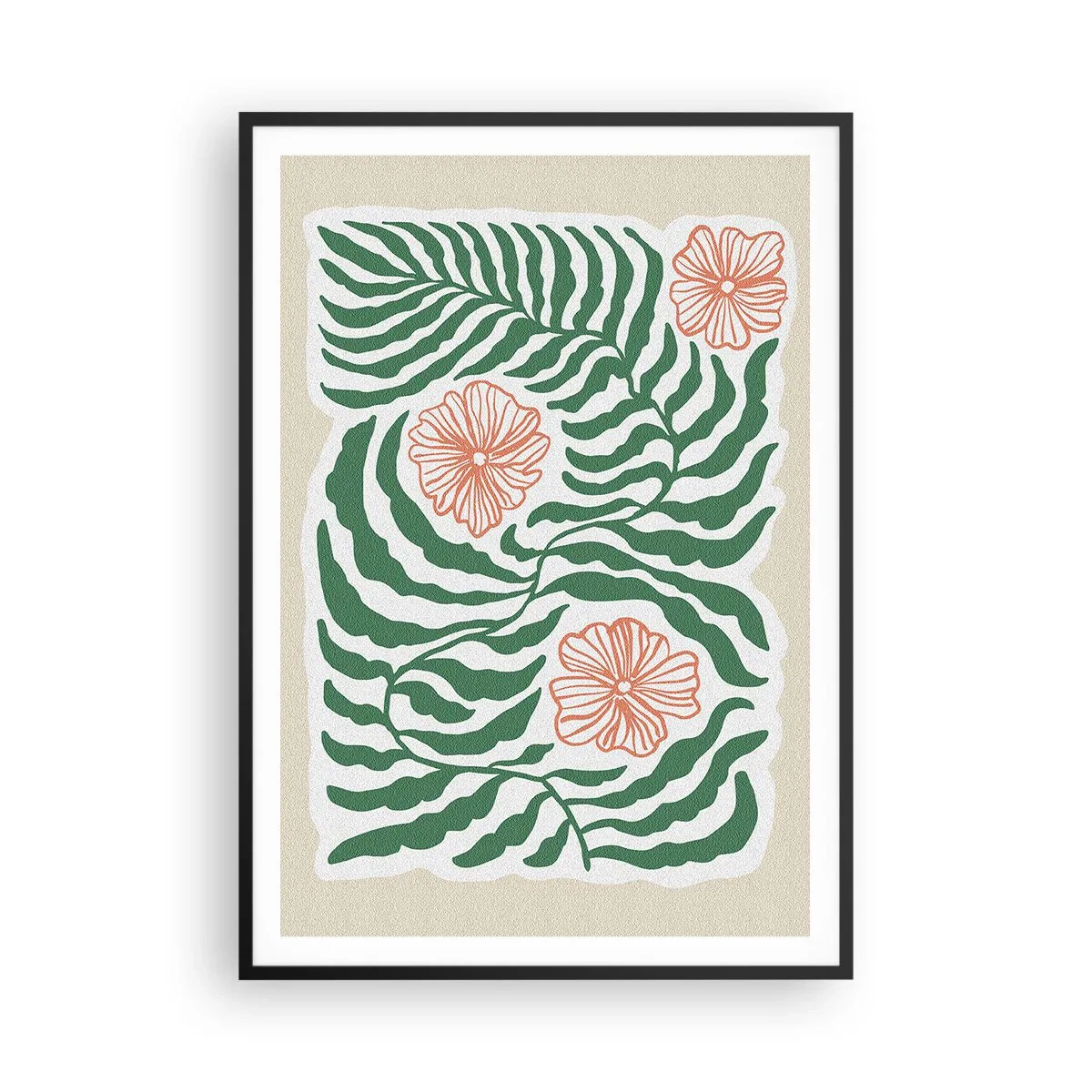 Poster in een zwarte lijst - Bloeiend in het groen - 70x100 cm