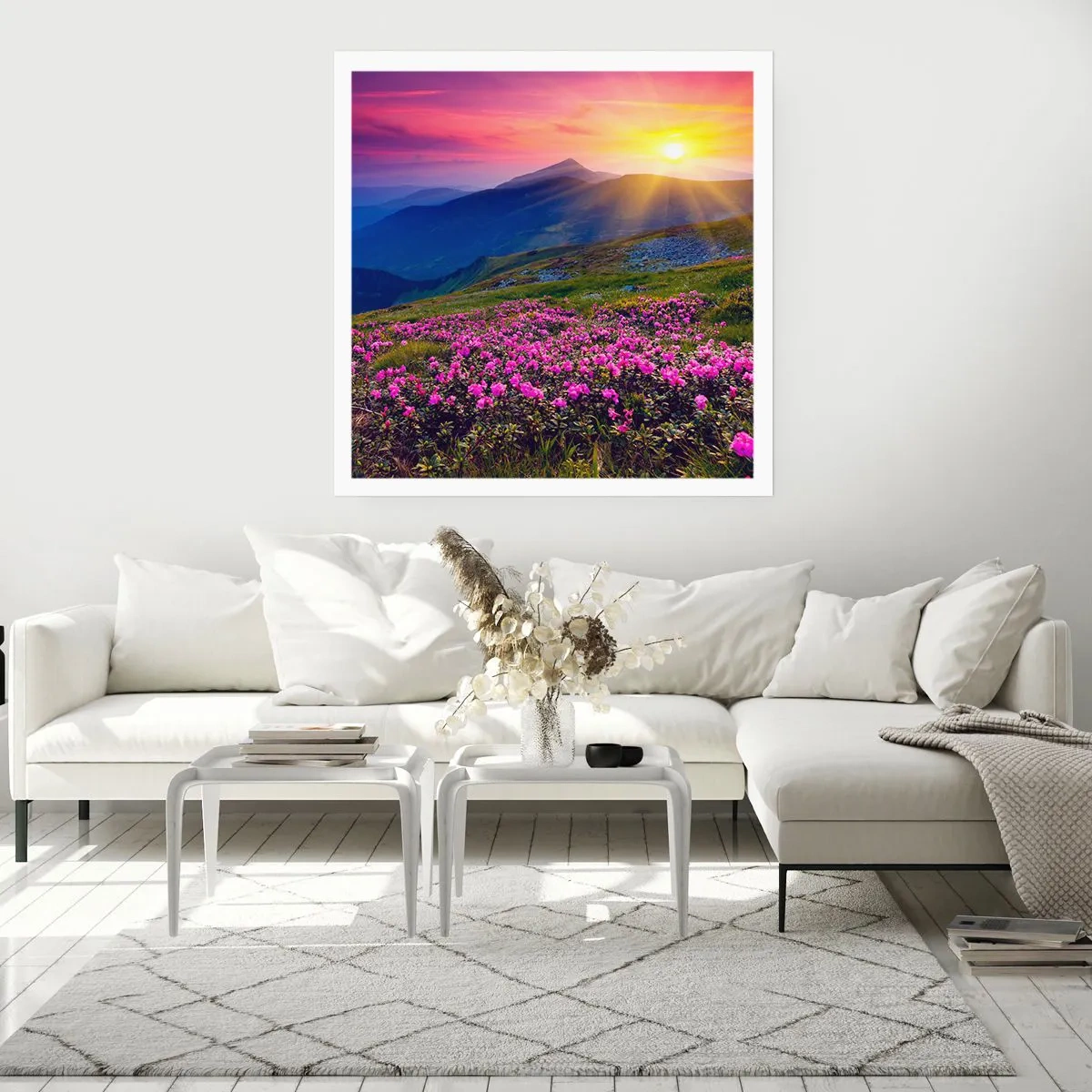 Poster - … En eromheen ruikt het naar bergdennen en de geur van kruiden - 60x60 cm