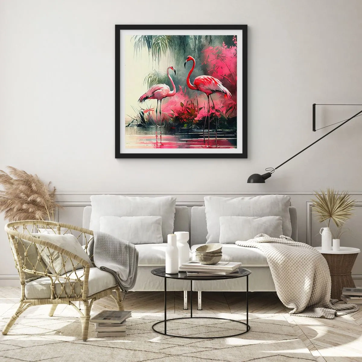 Poster in een zwarte lijst - Een les in natuurlijke gratie - 50x50 cm