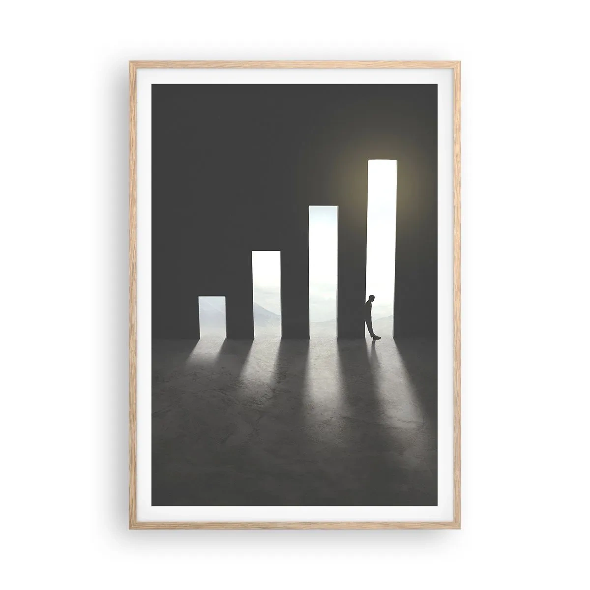 Een poster in een licht eiken lijst - Succes - impressie - 70x100 cm