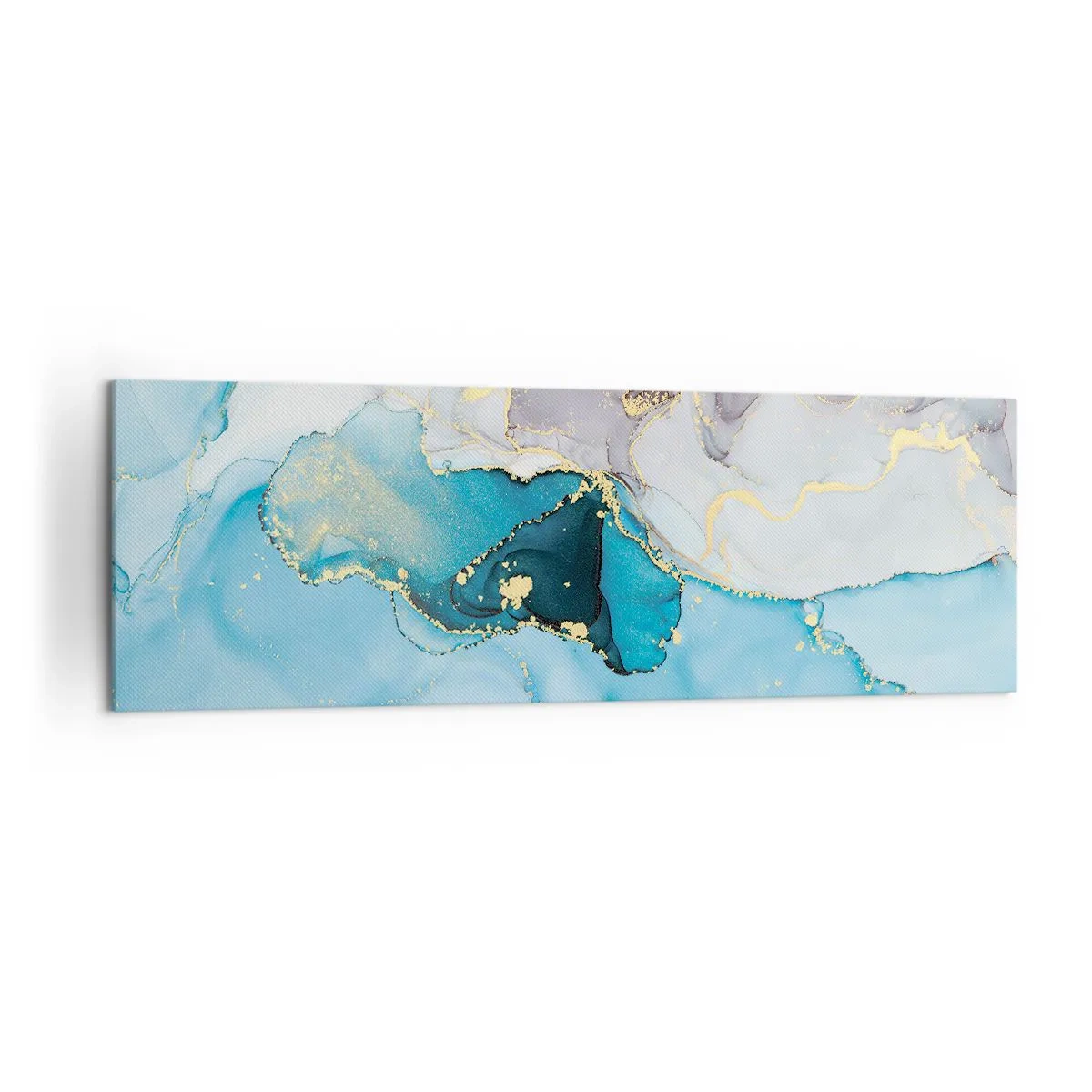 Schilderen op canvas - Een studie van de ontmoeting van grijs en turkoois - 160x50 cm