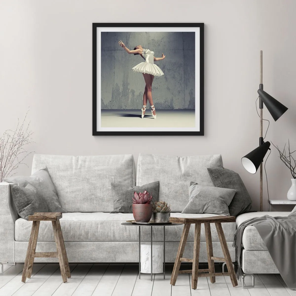 Poster in een zwarte lijst - Licht als een vogel - 30x30 cm