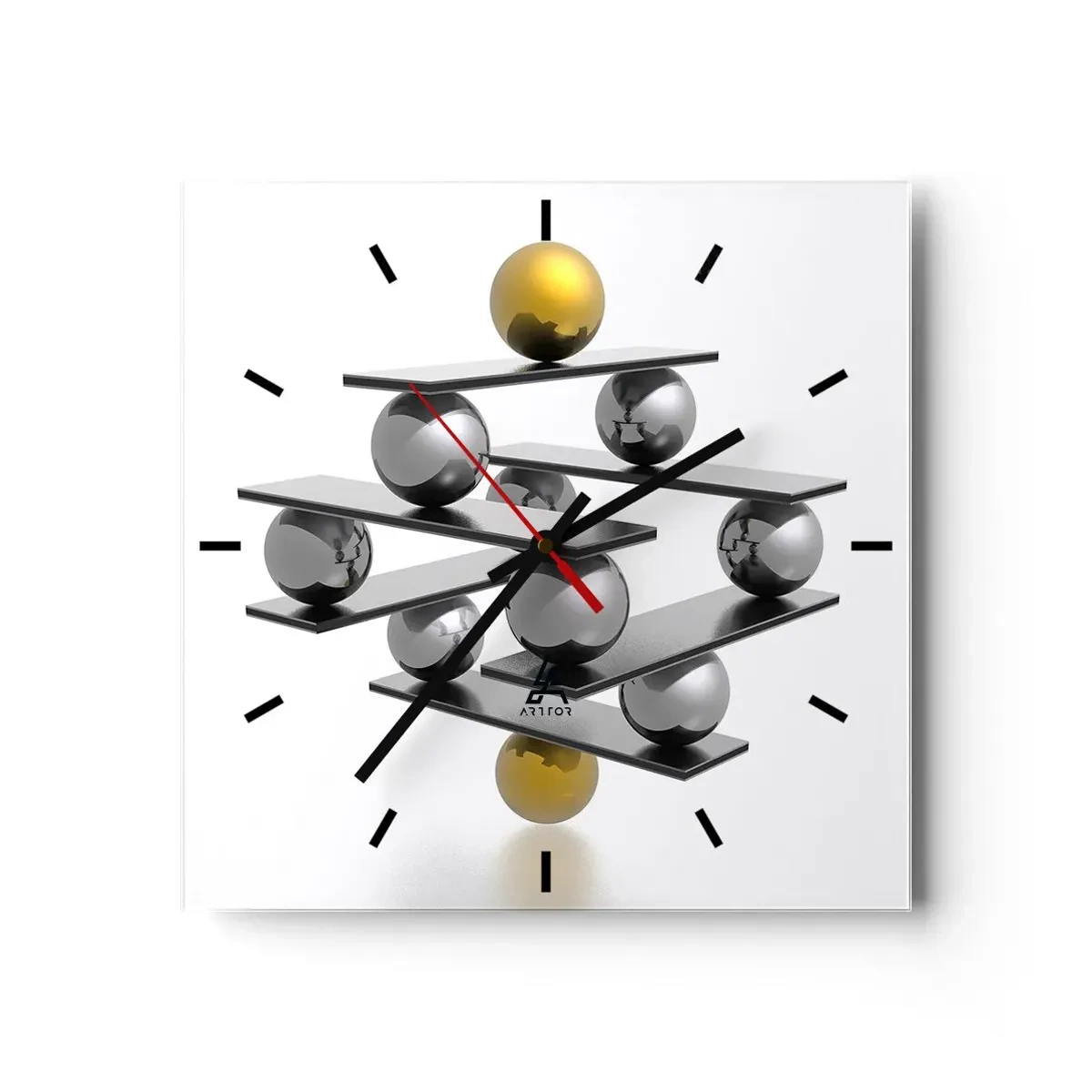 Wandklok - Klok - Goud-zilver balans - 30x30 cm