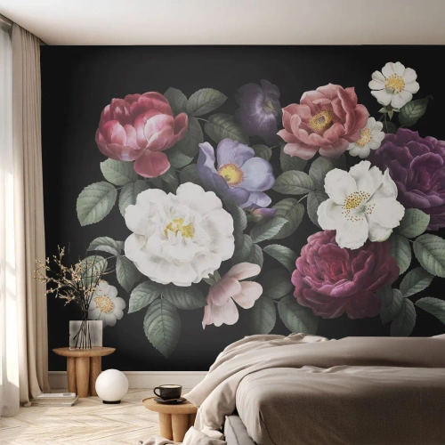 Zelfklevend Fotobehang Deluxe Sticker - Uit de Engelse tuin - Bloemen, Boeket bloemen, Bloemstuk - 100x70 cm