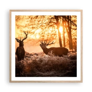 Een poster in een licht eiken lijst - De droom van een jager - 60x60 cm