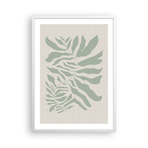 Poster in een witte lijst - Smaragdgroene tak - 50x70 cm