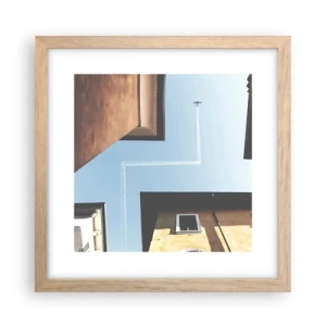 Een poster in een licht eiken lijst - Boven het doolhof van de stad - 30x30 cm