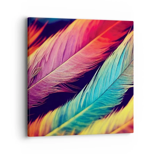 Schilderen op canvas - Gevederde regenboog - 40x40 cm